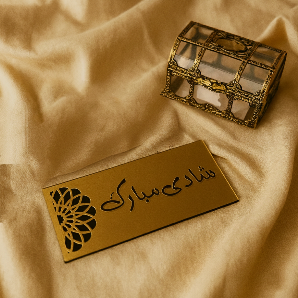 The Royal Gold Shadi Envelope – Premium Laser Cut Wedding Gift