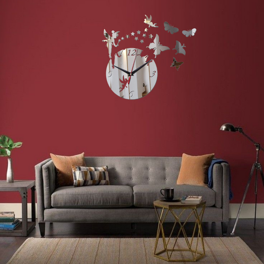 Wall Clock Fairy Angel Flew Away Wall Clock Modern Wall Art Home Decor Flying Butterflies