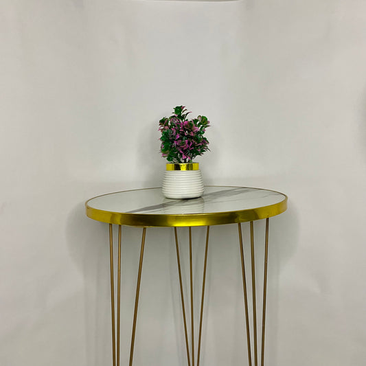 Artificial Mini Flower Plant with Golden Collar Pot small table vase guldan for Home, Kitchen and Office Decor