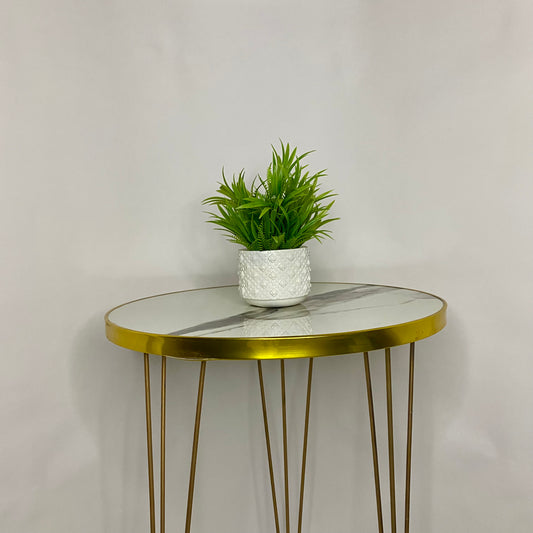 Mini Artificial Flower Pot with flowers - Green Plant with White pot artificial elegant artistic Pots small table vase guldan for home and office decoration Flowers & leaves