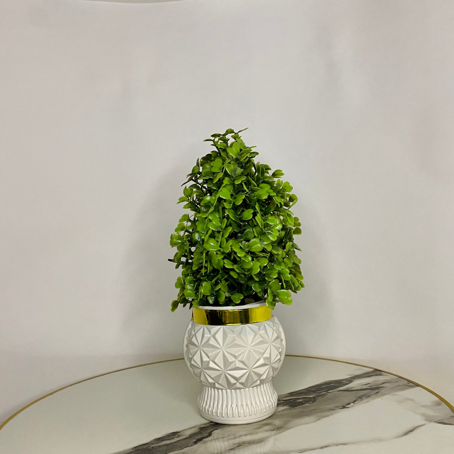 Artificial Mini Tree with Golden Collar Pot small table vase guldan for Home, Kitchen and Office Decor