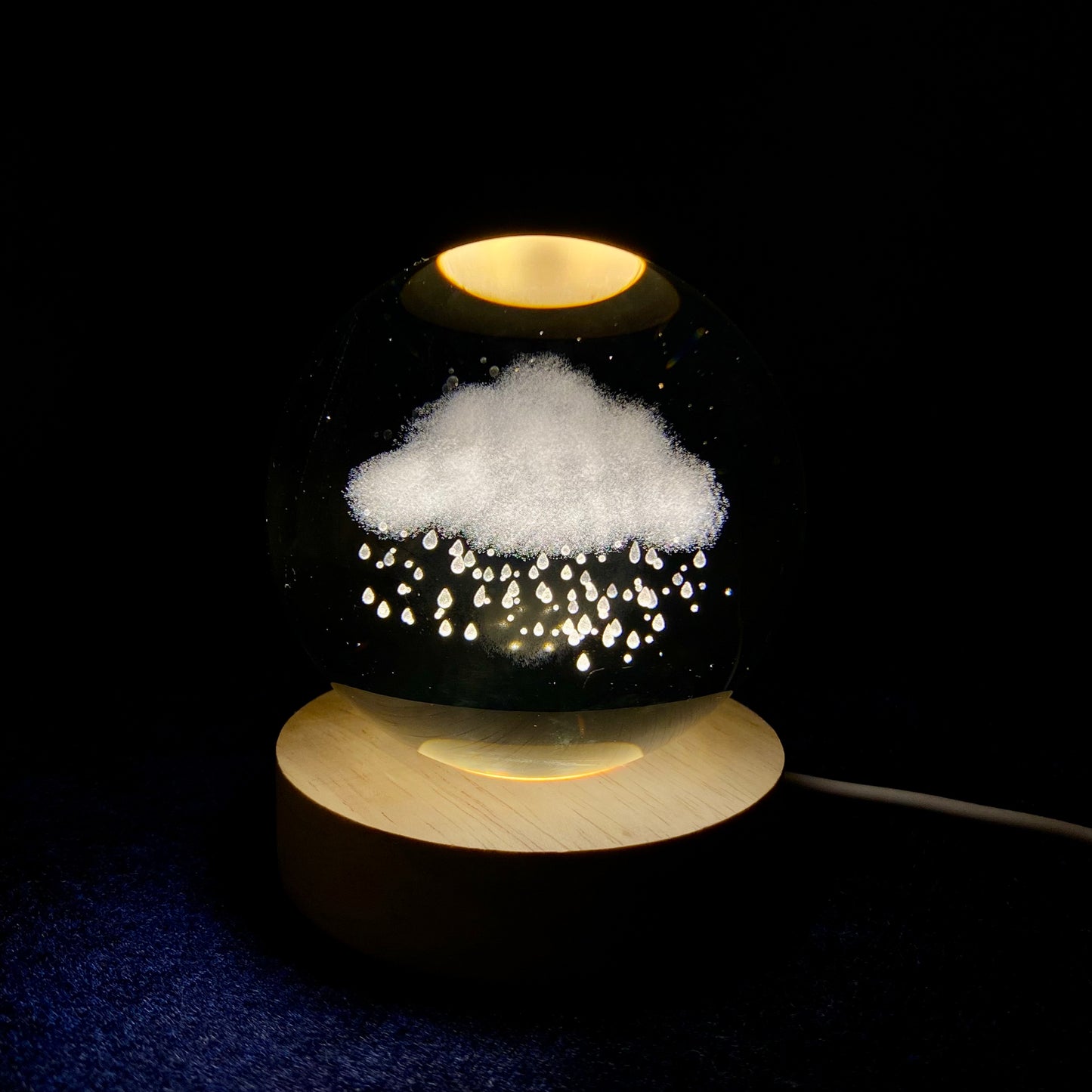 3D Crystal Ball Lamp | Night Light with Wooden Base | 3D Glass Ball Lamp | LED USB Table Lamp for Kids, Teens, Desktop and Home Decor