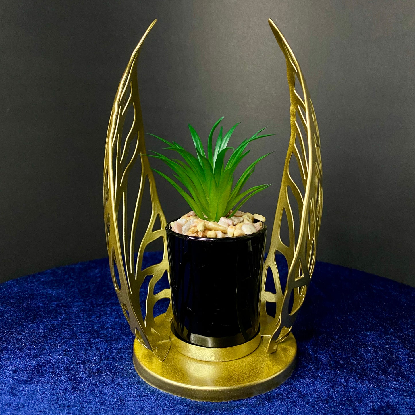 Golden Metal Leaf with Ceramic Pot Plant, Mini Artificial Plant Decor for Living Room, Dinning Room, Office desk, Home