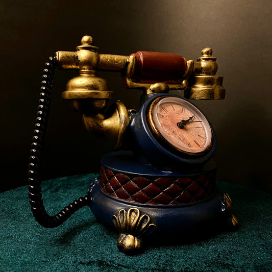 Antique Vintage Telephone Clock – Silent, Functional Antique-Style Décor for Home, Living Room, Bedroom, Café, or Studio