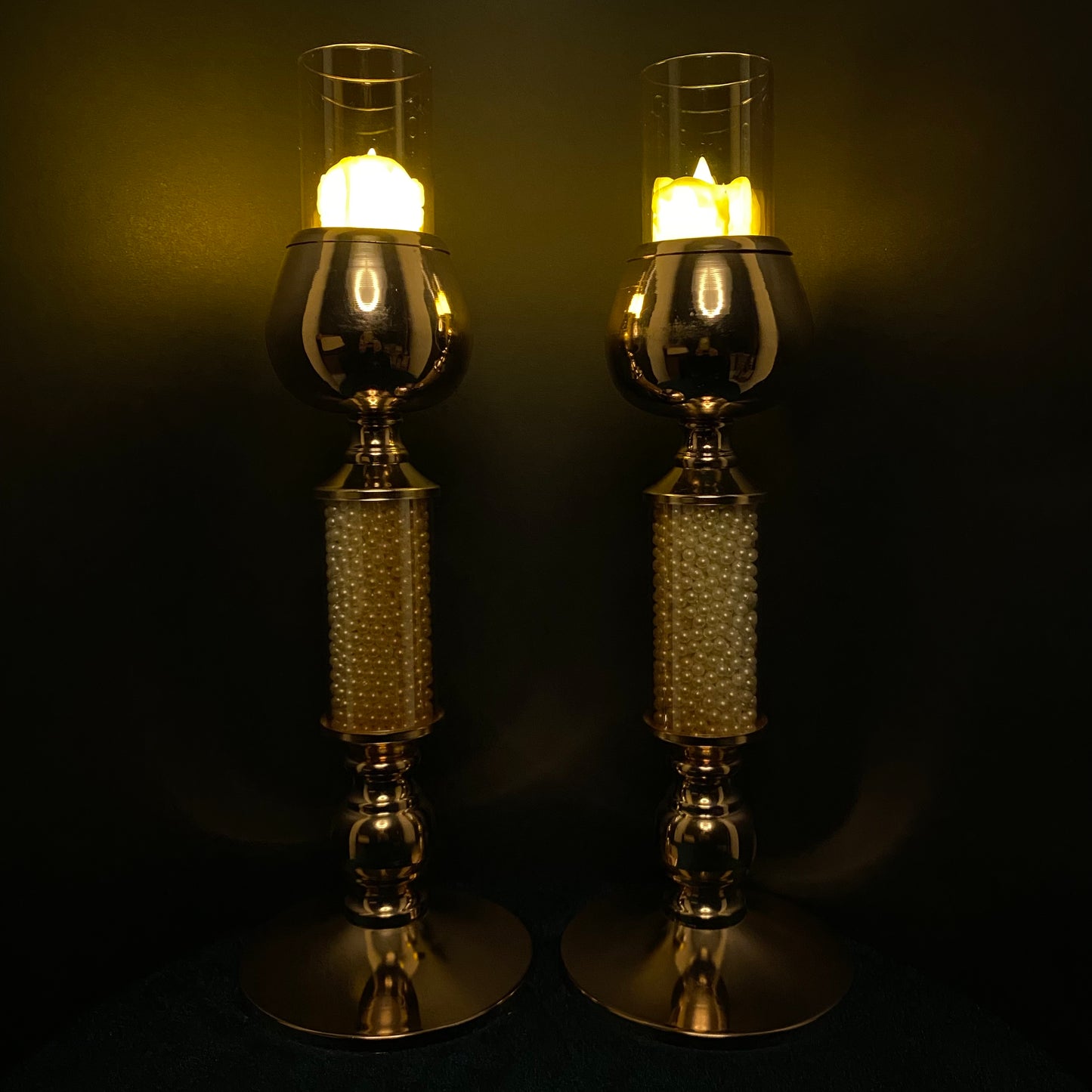 Bronze Color Iron Metal Candle Holders with LED Light Candles | Iron Candlestick for Table Décor, Candlelight Dinners, and Gifts | Home Decoration Bourgeois