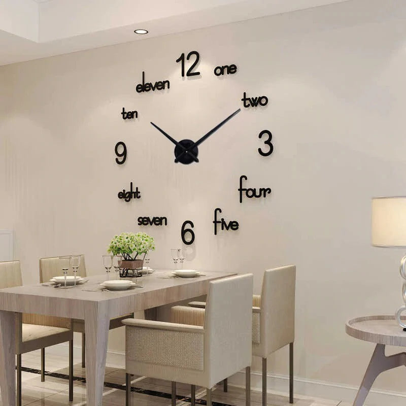 Number with English Letters Designer Big Size 3D Infinity Wall Clock