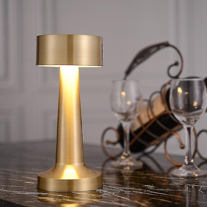 Modern Golden LED Metal Desk Lamp with Touch Sensor - 3 Light Modes, Dimmable, and USB Rechargeable for Desk Light Room, Restaurant, Home and Office Decor