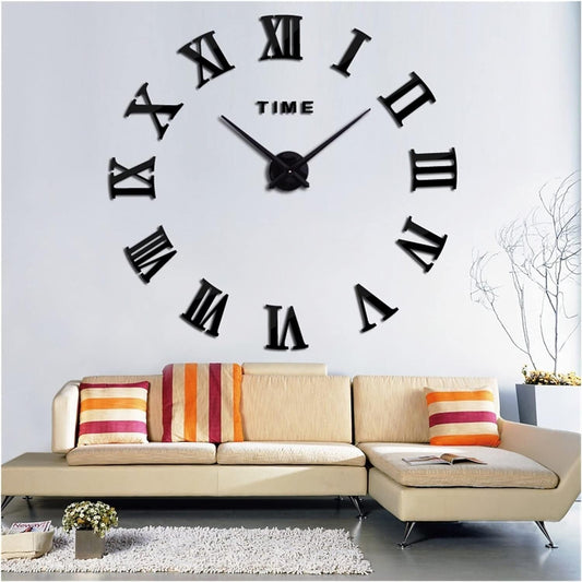 Wooden Roman Digits Designer Clock Big Size 3D DIY Wall Clock