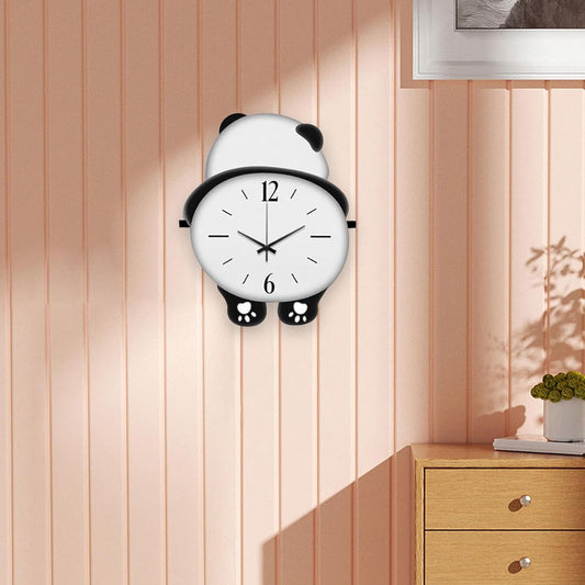 Panda Wall Clock, Cute Panda Shape Wall Clock with Pendulum and LED Light, Animal Swinging Silent Wall Clock Hanging Clock, Living Room and Kids Room, Home Decoration Hanging Clock for Birthday Party Gifts
