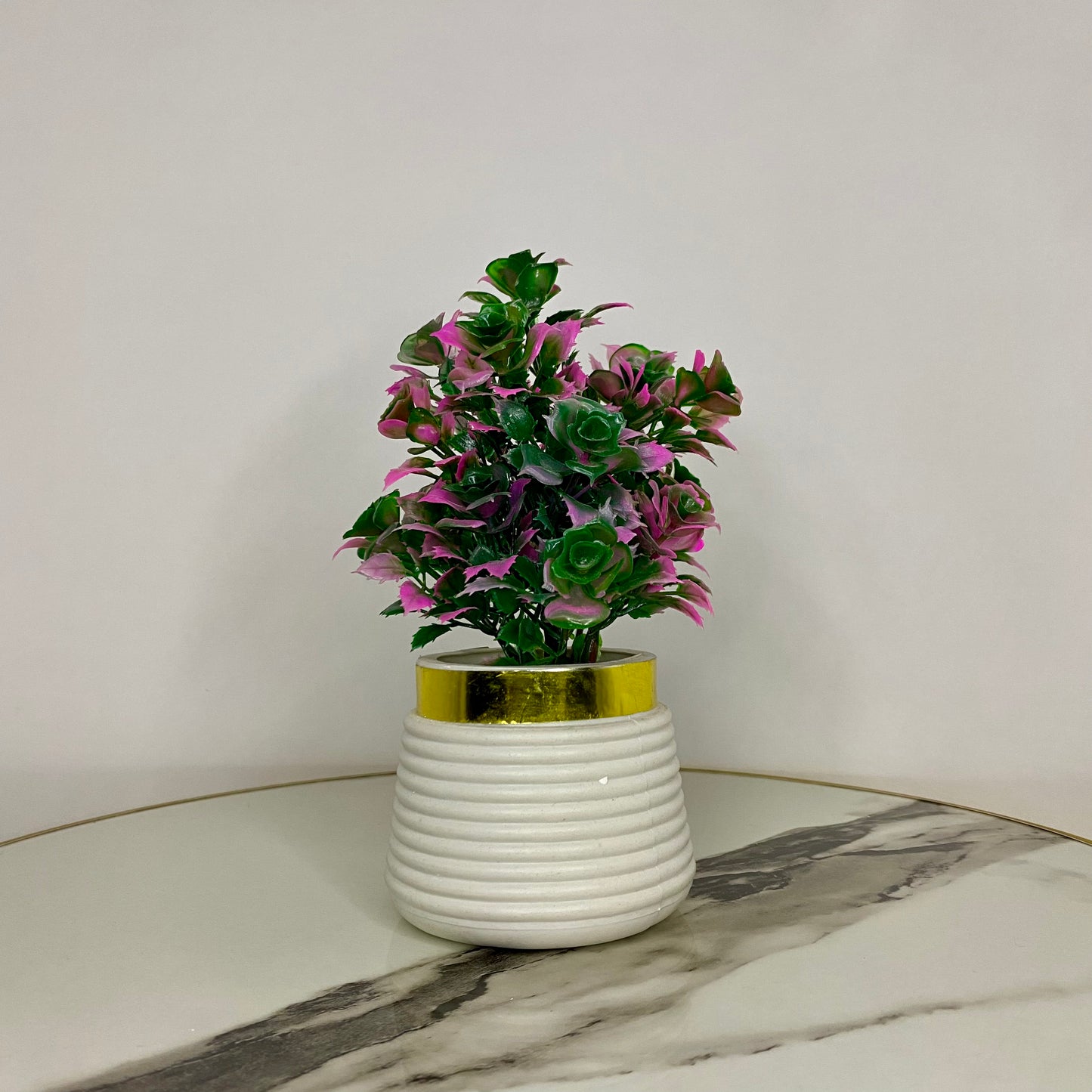 Artificial Mini Flower Plant with Golden Collar