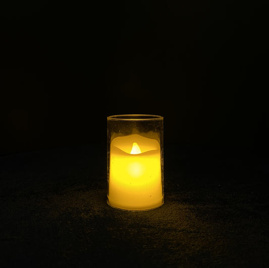 Candles in Glass Led Flameless Candle With Glass Cover with Realistic Wax effect, LED Candle Light for Home, Wedding, Party
