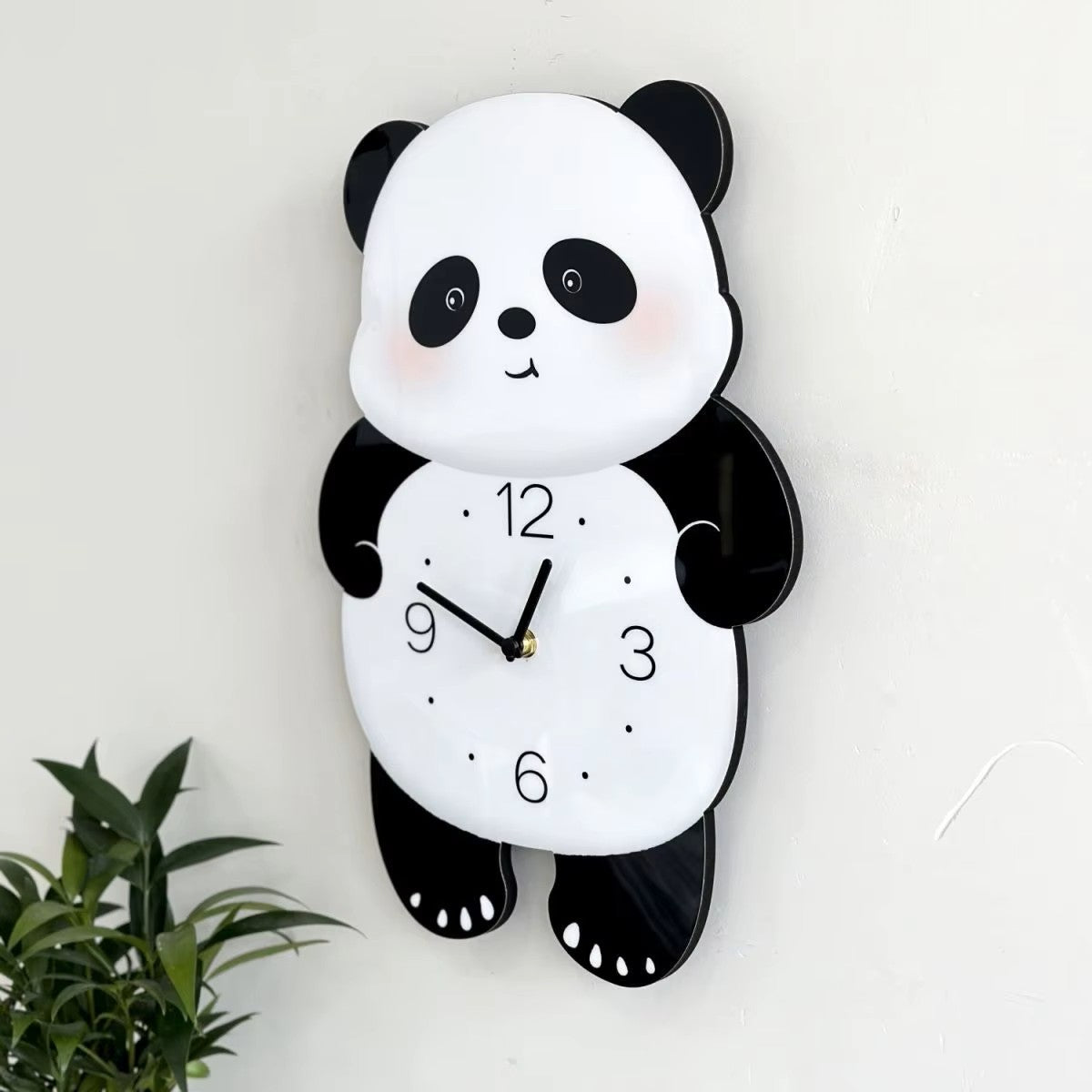 Cute Panda Holding Wall Clock for Kids Room Home Decor Living Room Kindergarten Simple Modern Creative Cartoon