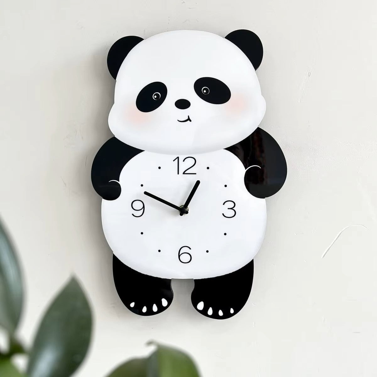 Cute Panda Holding Wall Clock for Kids Room Home Decor Living Room Kindergarten Simple Modern Creative Cartoon