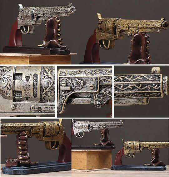 Vintage Antique Decorative Figurine Collectible Hand Revolver Gun Showpiece