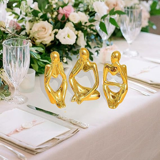 Golden Thinker Statue for Home Decor | Table Decor