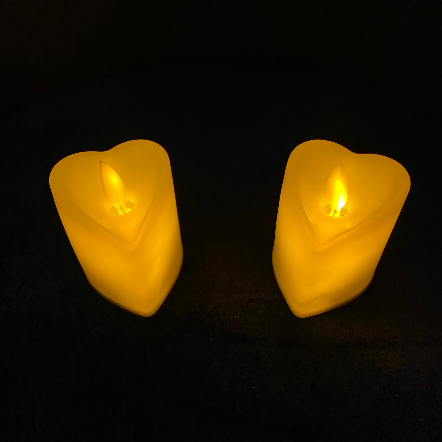 LED Swinging flameless Heart Shape Candles in Romantic Warm Yellow Light, flickering flameless candles, flameless LED candles, LED lighted candles