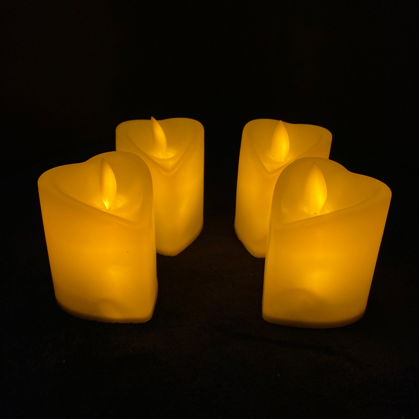 LED Swinging flameless Heart Shape Candles in Romantic Warm Yellow Light, flickering flameless candles, flameless LED candles, LED lighted candles