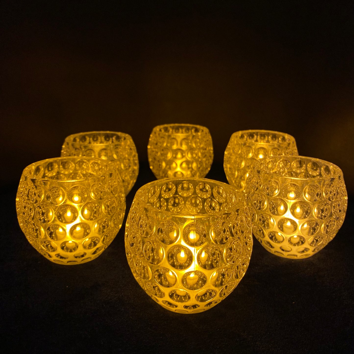 LED Tea Light with Crystal Glass Candle Holders, Warm Colored Polka dot Vintage votives for Wedding, Gifts, Modern Home Decor, LED Candles with Glass Holders for Table & Shelves