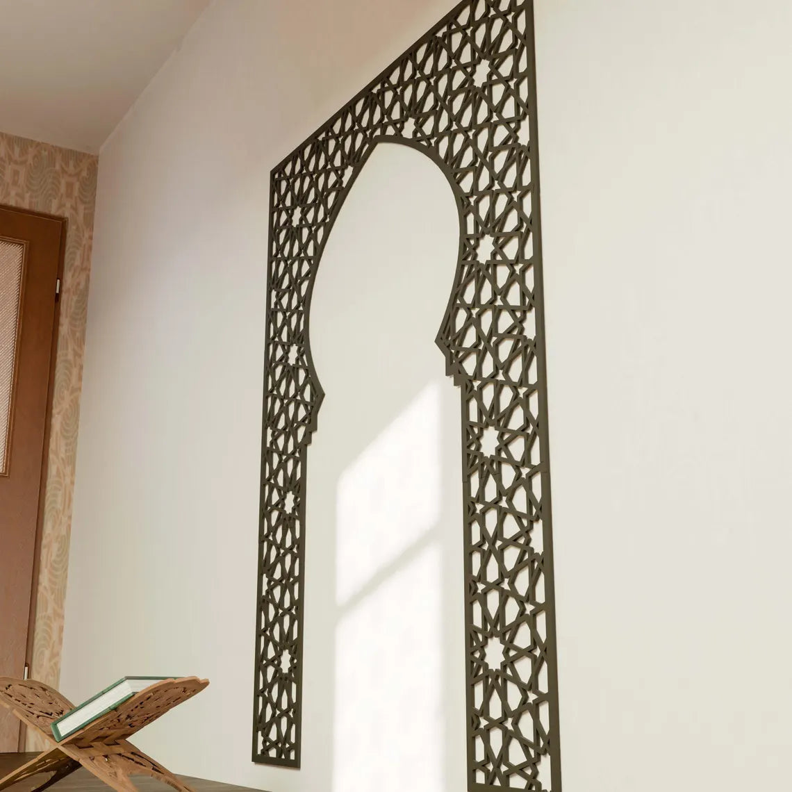 Wooden Mihrab Islamic Wall Art Mehraab for Muslim Prayer Room Ramadan Decoration Moroccan Decorative Panel Housewarming Gift