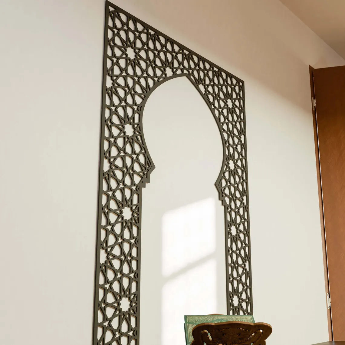 Wooden Mihrab Islamic Wall Art Mehraab for Muslim Prayer Room Ramadan Decoration Moroccan Decorative Panel Housewarming Gift