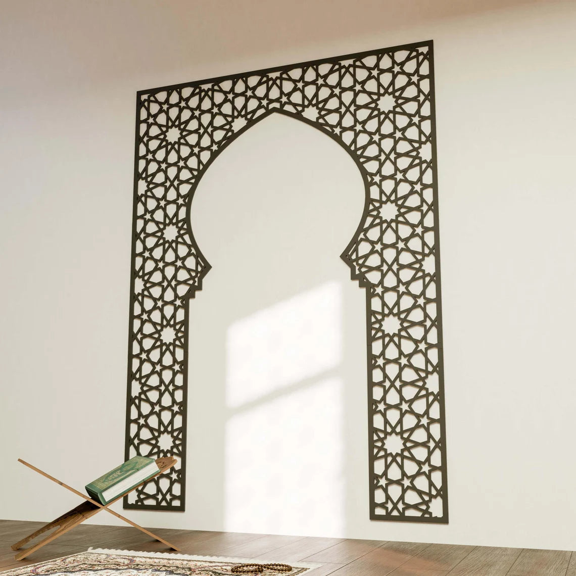 Wooden Mihrab Islamic Wall Art Mehraab for Muslim Prayer Room Ramadan Decoration Moroccan Decorative Panel Housewarming Gift
