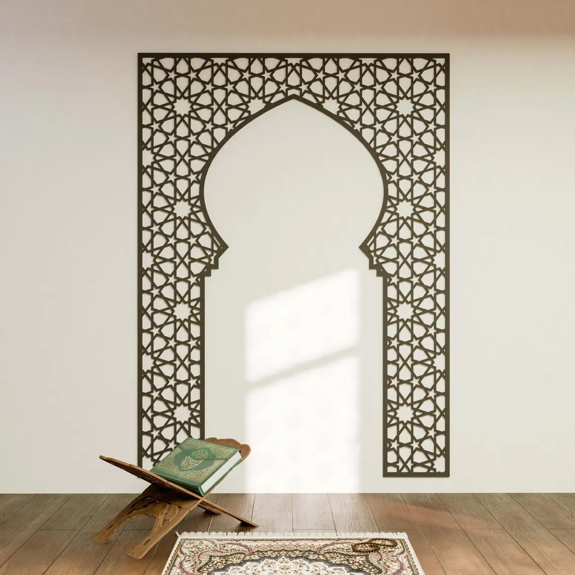 Wooden Mihrab Islamic Wall Art Mehraab for Muslim Prayer Room Ramadan Decoration Moroccan Decorative Panel Housewarming Gift