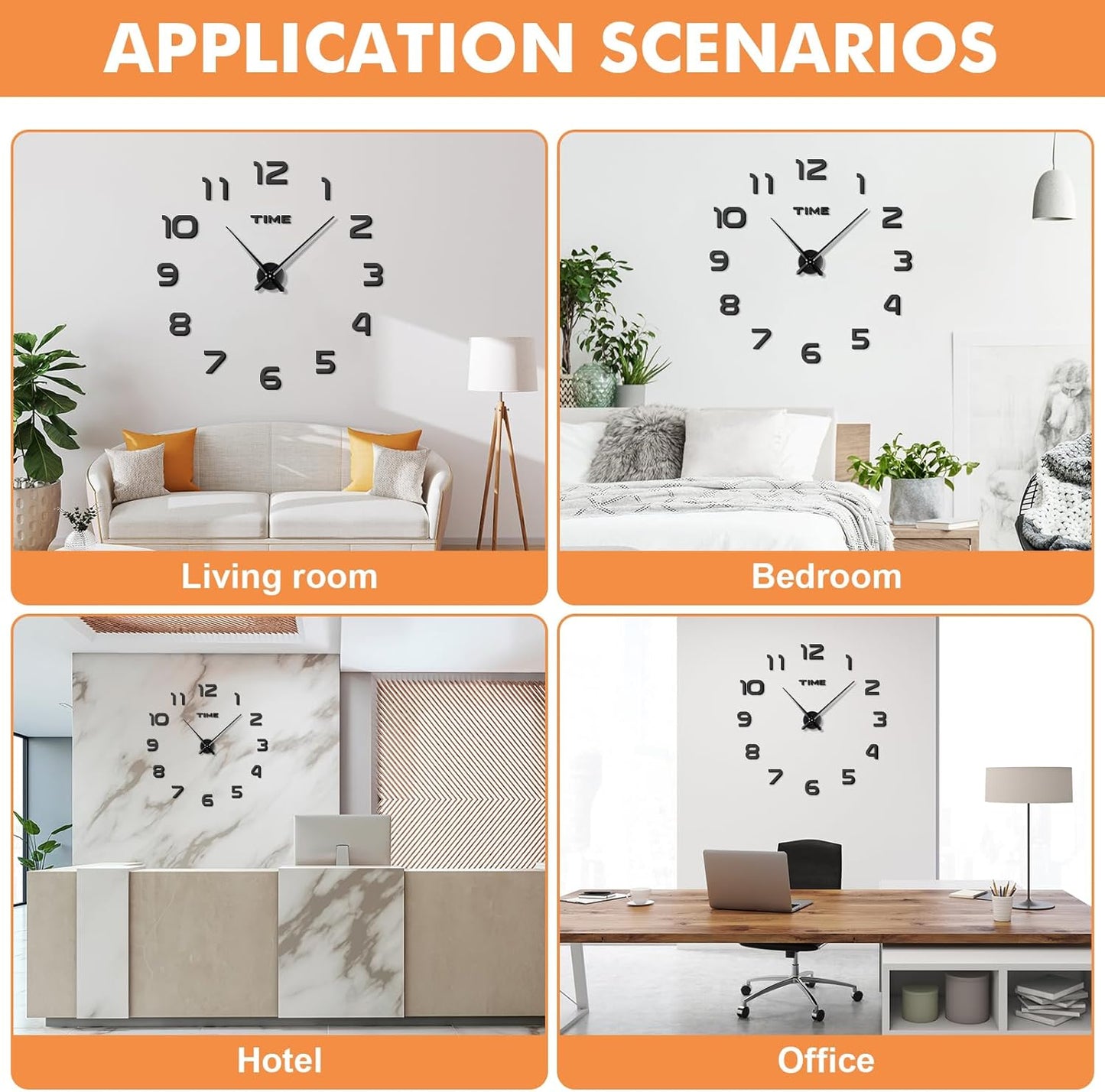 Simple Digits Designer Big Size 3D Infinity Wall Clock