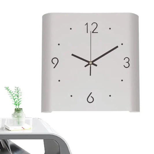 Square Wall Clock Folded Corner Wall Hanging Clock Chic Arc Silent Clock with LED Light for Living Room Home Decoration