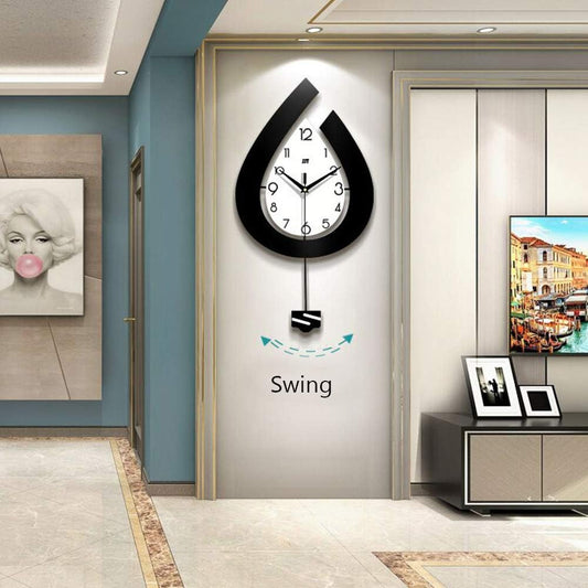 Tear Drop Style Minimalist Stylish Premium Designer Wall Clock With Pendulum