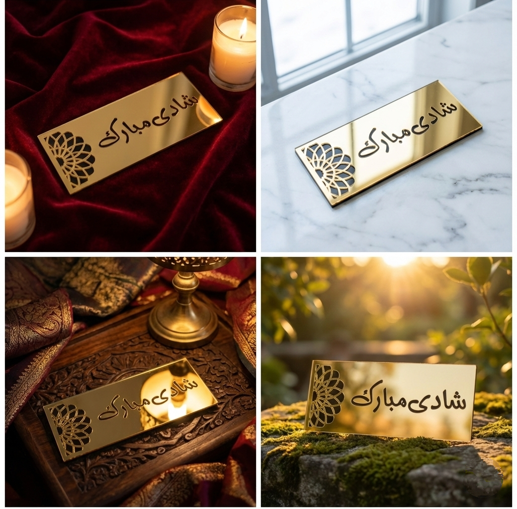 The Royal Gold Shadi Envelope – Premium Laser Cut Wedding Gift