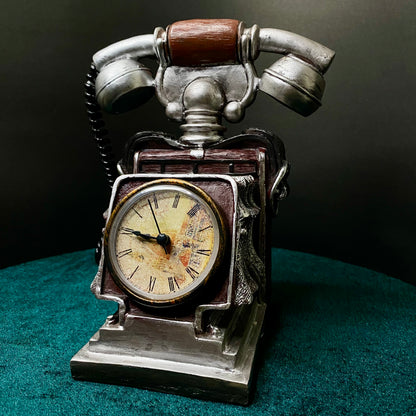 Vintage Telephone Clock in Suitcase Design – Silent, Functional Antique-Style Décor for Home, Living Room, Bedroom, Café, or Studio