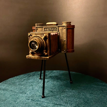 Vintage Tripod Antique Film Camera Showpiece with LED Lights for Home Decoration, Living Room, Studio, Cafe, Bedroom
