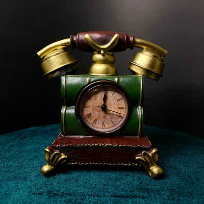 Vintage Telephone Clock in Books Design – Silent, Functional Antique-Style Décor for Home, Living Room, Bedroom, Café, or Studio