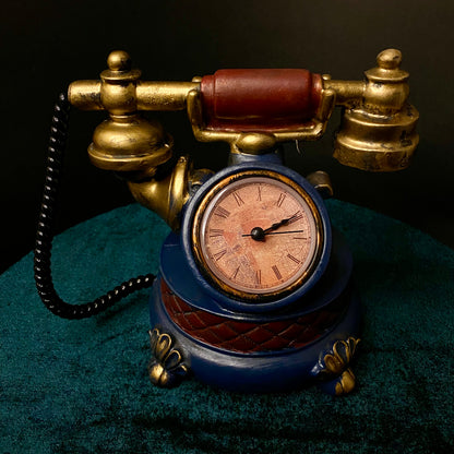 Antique Vintage Telephone Clock – Silent, Functional Antique-Style Décor for Home, Living Room, Bedroom, Café, or Studio