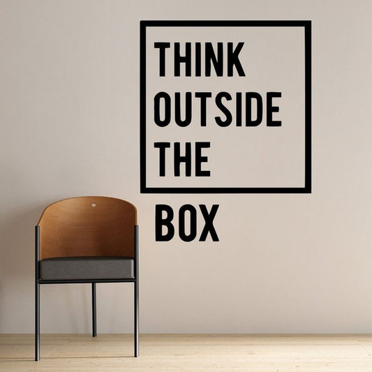 2 Sets of Think Outside The Box Inspirational Quote Wall Art, Motivational Wall Decor for Office, Study Room Wall Sign, Black Wall Decoration
